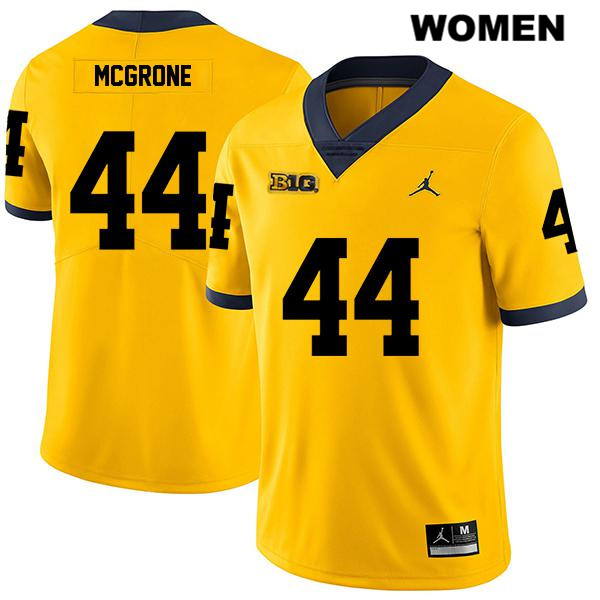 Women's NCAA Michigan Wolverines Cameron McGrone #44 Yellow Jordan Brand Authentic Stitched Legend Football College Jersey AY25D65VT
